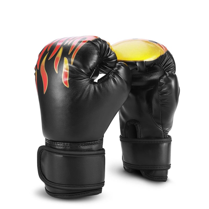 Flexzion Boxing Gloves for Kids 4oz â€“ Black Training Punching Bag Mitts, Kid Boxing Gloves with Faux Leather & Wrap-Around Wrist Protection for Boys & Girls Ages 3-8 Years - Image 1